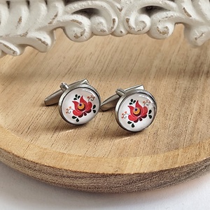 Matyórózsa nemesacél mandzsettagomb - Meska.hu