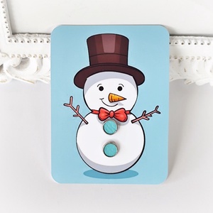 Nemesacél fülbevaló hóember ünnepi kártyán - Meska.hu