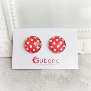 Piros pöttyös beszúrós fülbevaló, Ékszer, Fülbevaló, Pötty fülbevaló, Ékszerkészítés, MESKA