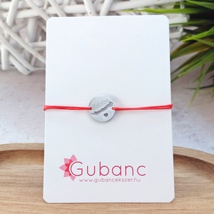 Balaton zsineg karkötő, kerek medállal, piros - Meska.hu