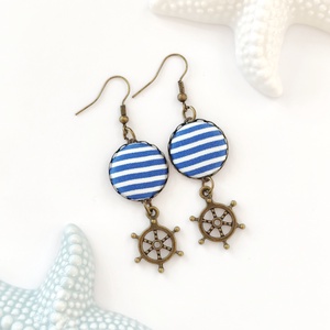 Tengerészcsíkos  textil  fülbevaló , Ékszer, Fülbevaló, Lógó fülbevaló, Ékszerkészítés, MESKA