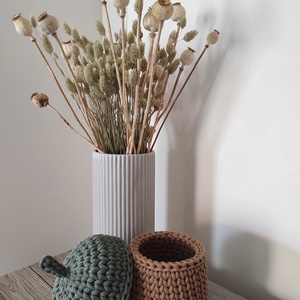 Horgolt makk tároló (fahéj, olajfa színben) - otthon & életmód - dekoráció - asztal és polc dekoráció - dekorációs tál, tartó - Meska.hu