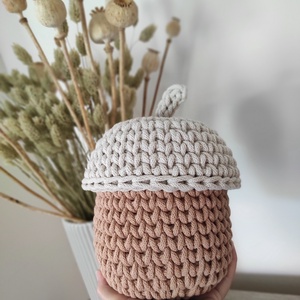 Horgolt makk tároló (toast, világosbézs színben), Otthon & Életmód, Dekoráció, Asztal és polc dekoráció, Dekorációs tál, tartó, Horgolás, MESKA