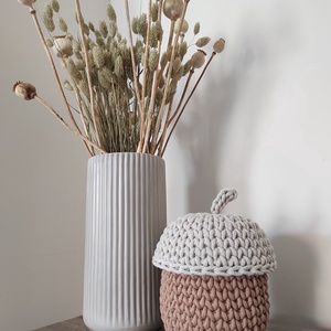 Horgolt makk tároló (toast, világosbézs színben) - otthon & életmód - dekoráció - asztal és polc dekoráció - dekorációs tál, tartó - Meska.hu