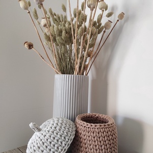 Horgolt makk tároló (toast, világosbézs színben) - otthon & életmód - dekoráció - asztal és polc dekoráció - dekorációs tál, tartó - Meska.hu