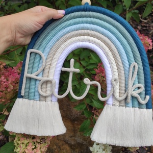 Makramé névre szóló szivárvány (L-es MÉRET) - otthon & életmód - dekoráció - fali és függő dekoráció - falra akasztható dekor - Meska.hu