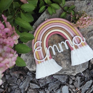 Makramé névre szóló szivárvány (L-es MÉRET) - otthon & életmód - dekoráció - fali és függő dekoráció - falra akasztható dekor - Meska.hu