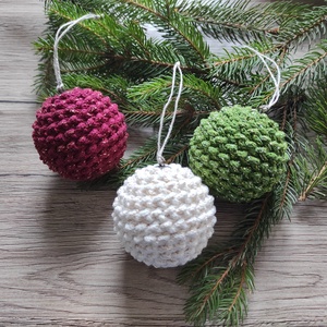 Horgolt gömb szett ( 3 db-os ), Karácsony, Karácsonyi lakásdekoráció, Karácsonyfadíszek, Horgolás, MESKA
