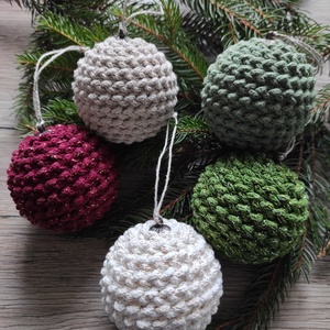 Horgolt gömb szett ( 3 db-os ) - karácsony - karácsonyi lakásdekoráció - karácsonyfadíszek - Meska.hu