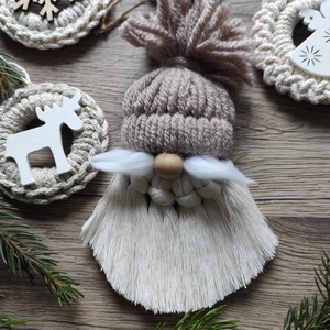 Horgolt karácsonyfadísz szett natúr-bézs színben - karácsony - karácsonyi lakásdekoráció - karácsonyfadíszek - Meska.hu