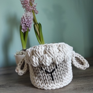 Bárányos horgolt tároló (közepes), Otthon & Életmód, Tárolás & Rendszerezés, Tárolókosár, Horgolás, MESKA