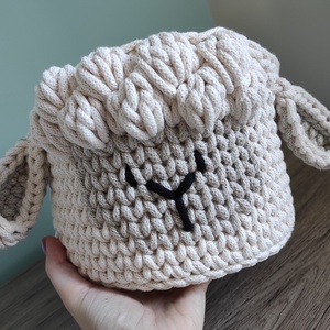 Bárányos horgolt tároló (nagy méret!) - otthon & életmód - tárolás & rendszerezés - tárolókosár - Meska.hu