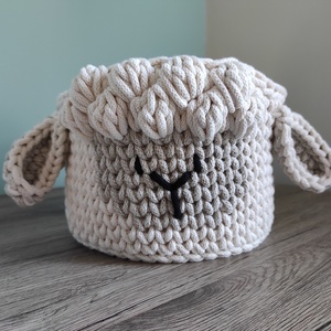 Bárányos horgolt tároló (nagy méret!) - otthon & életmód - tárolás & rendszerezés - tárolókosár - Meska.hu