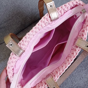 Női horgolt válltáska, rosegold pánttal - táska & tok - kézitáska & válltáska - válltáska - Meska.hu