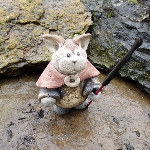 Vándormancs kerámia cica füstölőtartóval, Művészet, Szobor, Kerámia, Agyagozás, MESKA