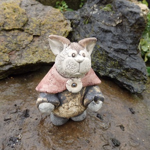 Vándormancs kerámia cica füstölőtartóval - művészet - szobor - kerámia - Meska.hu