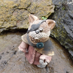 Csonkafülű Tekergő kerámia cica füstölőtartóval - művészet - szobor - kerámia - Meska.hu