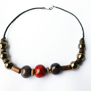 Csendes pillanat kerámai nyaklánc, Ékszer, Nyaklánc, Gyöngyös nyaklánc, Agyagozás, Ékszerkészítés, MESKA