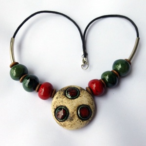 Lélekgyöngy kerámai nyaklánc, Ékszer, Nyaklánc, Medálos nyaklánc, Agyagozás, Ékszerkészítés, MESKA