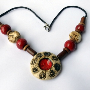 Árnyékláng kerámai nyaklánc, Ékszer, Nyaklánc, Medálos nyaklánc, Agyagozás, Ékszerkészítés, MESKA