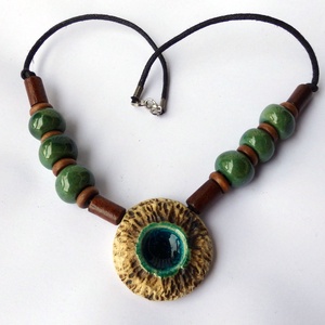 Tengercsepp kerámai nyaklánc, Ékszer, Nyaklánc, Medálos nyaklánc, Agyagozás, Ékszerkészítés, MESKA