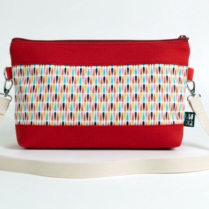 ColorDrop kis crossbody táska, Táska & Tok, Variálható táska, Varrás, Bordó erős, velúr hatású bútorszövet és bohém, retro mintás textil kombinációjából készült ez a tás..., MESKA