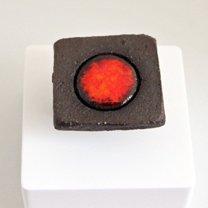 Lávafolt rusztikus barna piros kerámia gyűrű - Meska.hu