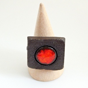 Lávafolt rusztikus barna piros kerámia gyűrű - ékszer - gyűrű - statement gyűrű - Meska.hu