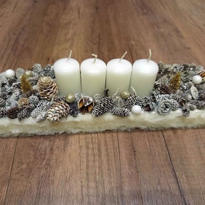Kézzel készült adventi asztaldísz gyertyákkal - Meska.hu