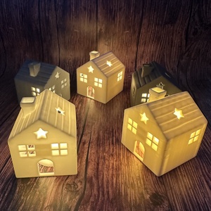 Karácsonyi házikó LED teamécsessel, Karácsony, Karácsonyi lakásdekoráció, Karácsonyi falu, házikó, Mindenmás, MESKA