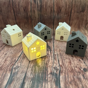 Karácsonyi házikó LED teamécsessel - karácsony - karácsonyi lakásdekoráció - karácsonyi falu, házikó - Meska.hu