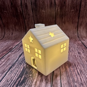 Karácsonyi házikó LED teamécsessel - karácsony - karácsonyi lakásdekoráció - karácsonyi falu, házikó - Meska.hu