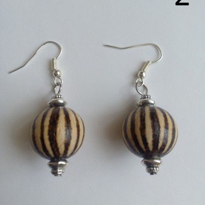 Mintás, fa fülbevaló - pirográf technikával - ékszer - fülbevaló - lógó fülbevaló - Meska.hu