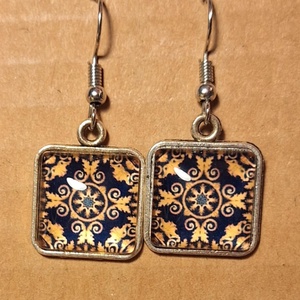 Fülbevaló - sárga-fekete mintás - ékszer - fülbevaló - lógó fülbevaló - Meska.hu