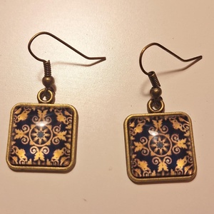 Fülbevaló - sárga-fekete mintás - ékszer - fülbevaló - lógó fülbevaló - Meska.hu