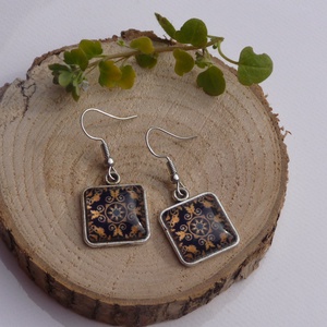 Fülbevaló - sárga-fekete mintás, Ékszer, Fülbevaló, Lógó fülbevaló, Ékszerkészítés, MESKA