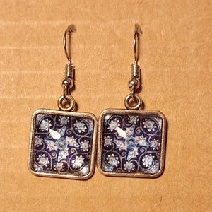 Fülbevaló - kék mintás, Ékszer, Fülbevaló, Lógó fülbevaló, Ékszerkészítés, MESKA