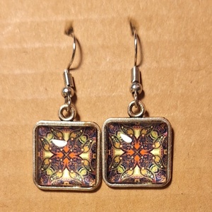 Fülbevaló - zöld-sárga mintával, Ékszer, Fülbevaló, Lógó fülbevaló, Ékszerkészítés, MESKA