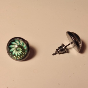 Fülbevaló - swirly zöld - ékszer - fülbevaló - pötty fülbevaló - Meska.hu