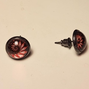 Fülbevaló - swirly piros - ékszer - fülbevaló - pötty fülbevaló - Meska.hu