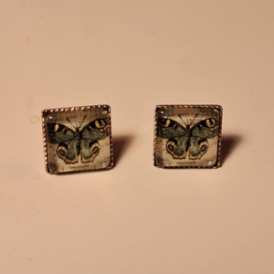 Fülbevaló - vintage hatású képpel - pillangó - ékszer - fülbevaló - pötty fülbevaló - Meska.hu