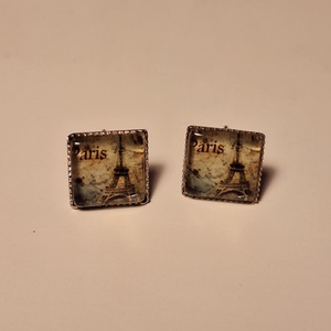 Fülbevaló - vintage hatású képpel - Párizs 2 - ékszer - fülbevaló - pötty fülbevaló - Meska.hu