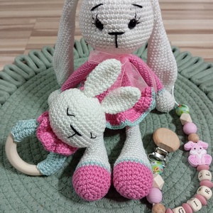 Húsv�ti nyuszi szett-pink, Játék & Sport, Plüssállat & Játékfigura, Nyuszi, Baba-és bábkészítés, Horgolás, MESKA