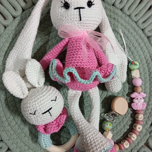 Húsv�ti nyuszi szett-pink - játék & sport - plüssállat & játékfigura - nyuszi - Meska.hu