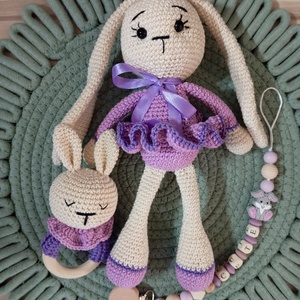 Húsv�ti nyuszi szett-lila - játék & sport - plüssállat & játékfigura - nyuszi - Meska.hu