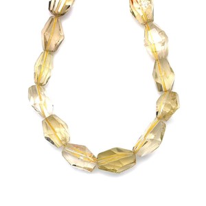 Citromkvarc fazettált darabok 12x20mm ékszerkészítő alapanyag (füzér), Kellékek & szerszámok, Ásvány alapanyag, Ásványfüzér, , MESKA