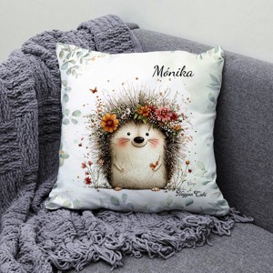 Névvel kérhető - A rét mosolygós cukisága, a süni mintás párna - otthon & életmód - lakástextil - párna & párnahuzat - díszpárna (belsővel együtt) - Meska.hu