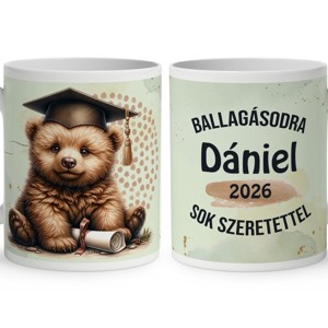 Névvel kérhető Maci - 2026 évi Ballagásra mintás bögre, Otthon & Életmód, Konyhafelszerelés, tálalás, Tálalás, Bögre & Csésze, , MESKA