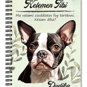 Személyre szabható - Boston terrier portré mintás A5-ös füzet, Otthon & Életmód, Papír, írószer, Jegyzetfüzet & Napló, , MESKA