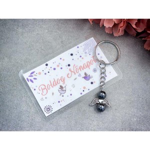 Nőnapi hematit ásvány angyal kulcstartó kártyával, Táska & Tok, Kulcstartó & Táskadísz, Kulcstartó, , MESKA